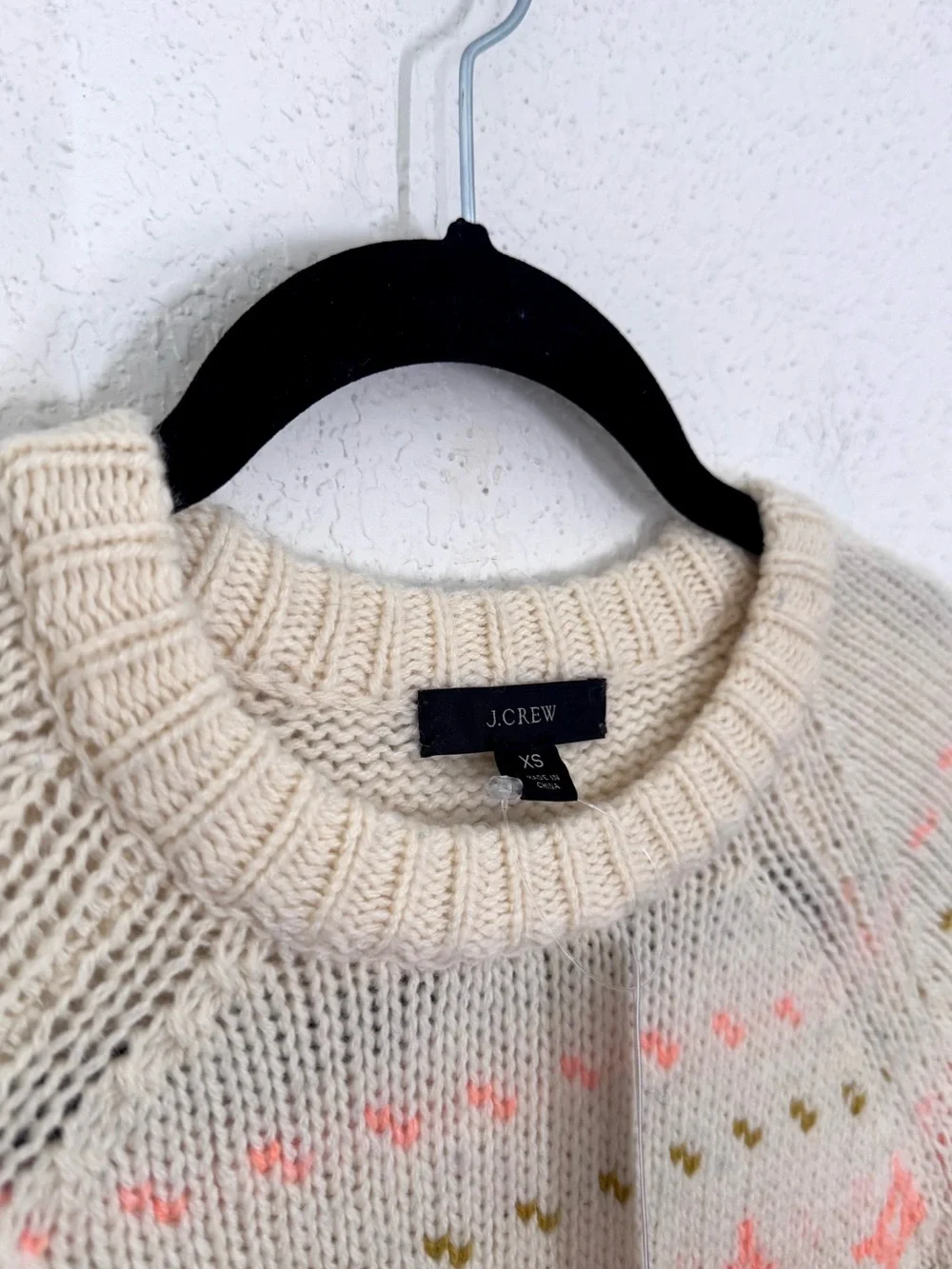 J. CREW Floral Fair Isle Lambswool Cottagecore Crewneck Sweater Blue XS NEW